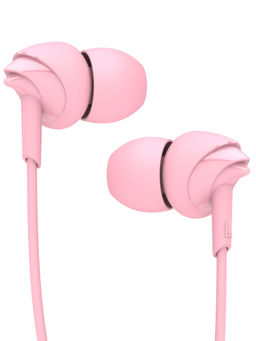 Boat - BassHeads 100 N In-Ear Wired Earphones with Super Extra Bass & In-line Mic - Taffy Pink