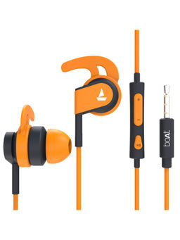 Boat - BassHeads 242 N Wired Earphones with Sports Fit, Stretch Resistance & IPX4 (Orange)