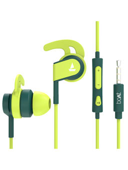 Boat - BassHeads 242 N Wired Earphones with Sports Fit, Stretch Resistance & IPX4 (Neon Green)