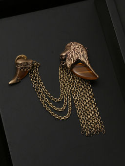 Cosa Nostraa - The Lion Head Tiger Eye Brooch
