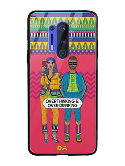 DailyObjects - Overthinking & Over drinking Glass Case Cover For OnePlus 8 Pro 6.78"