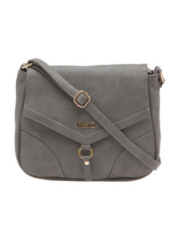 ESBEDA - Grey Solid Pu Synthetic Material Sling Bag