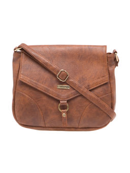 ESBEDA - Tan Solid Pu Synthetic Material Sling Bag