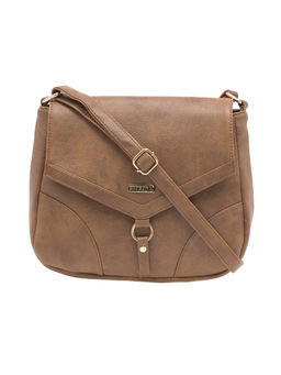 ESBEDA - Beige Solid Pu Synthetic Material Sling Bag