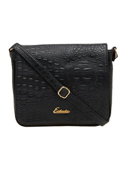 ESBEDA - Black Textured Pu Synthetic Material Sling Bag