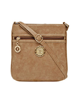 ESBEDA - Beige Solid Pu Synthetic Material Sling Bag