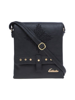 ESBEDA - Black Solid Pu Synthetic Material Sling Bag