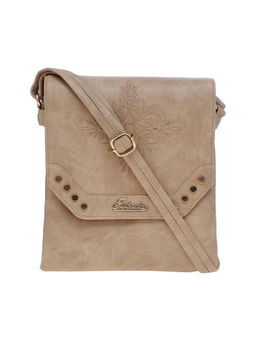 ESBEDA - Beige Solid Pu Synthetic Material Sling Bag