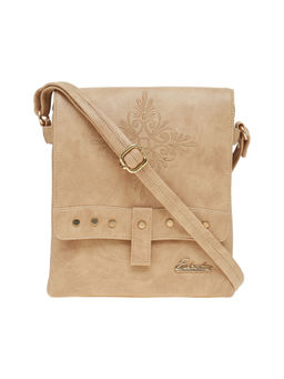 ESBEDA - Beige Solid Pu Synthetic Material Sling Bag