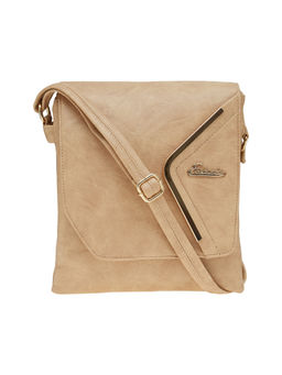ESBEDA - Beige Solid Pu Synthetic Material Sling Bag