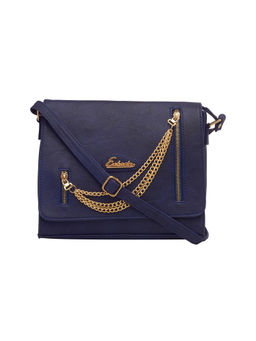 ESBEDA - Dark Blue Color Solid Pu Synthetic Fabric Sling Bag