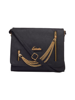 ESBEDA - Black Color Solid Pu Synthetic Fabric Sling Bag