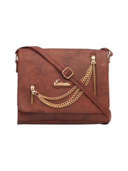 ESBEDA - Tan Color Solid Pu Synthetic Fabric Sling Bag