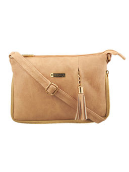 ESBEDA - Beige Solid Pu Synthetic Fabric Sling Bag