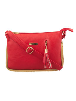ESBEDA - Red Solid Pu Synthetic Fabric Sling Bag