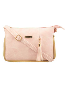ESBEDA - Light Pink Solid Pu Synthetic Fabric Sling Bag
