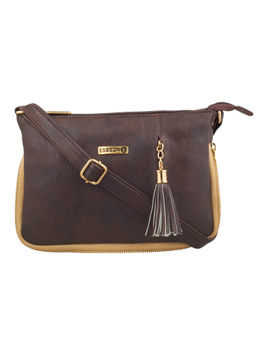 ESBEDA - Dark Brown Solid Pu Synthetic Fabric Sling Bag