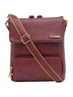 ESBEDA - Maroon Solid Pu Synthetic Fabric Sling and Cross bags