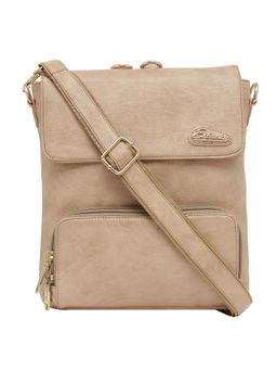 ESBEDA - Beige Solid Pu Synthetic Fabric Sling and Cross bags