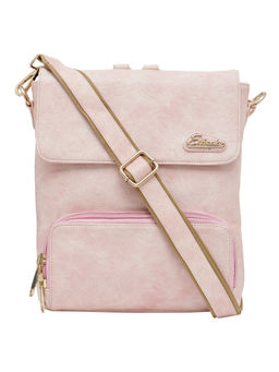 ESBEDA - Light Pink Solid Pu Synthetic Fabric Sling and Cross bags