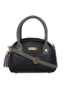 ESBEDA - Black & Grey Solid Pu Synthetic Sling Bag