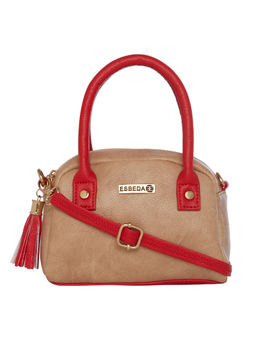 ESBEDA - Beige & Red Solid Pu Synthetic Sling Bag