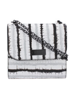 ESBEDA - White & Black Self Design Pu Synthetic Sling Bag