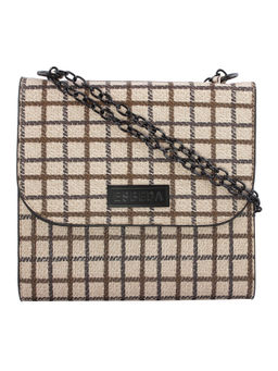 ESBEDA - Beige Chequered Pu Synthetic Sling Bag