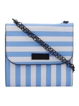 ESBEDA - Light Blue & White Striped Pu Synthetic Sling Bag