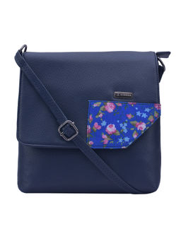 ESBEDA - Blue Color Medium Size Floral Metallic Sling Bag