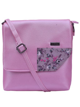 ESBEDA - Pink Color Medium Size Floral Metallic Sling Bag