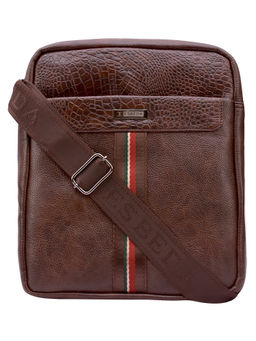 ESBEDA - Brown Color Medium Size Croco Stripe Sling