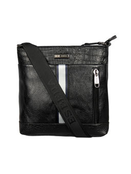 ESBEDA - Black Color Mediums Size Croco Stripe Sling Bag