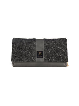 ESBEDA - Grey Solid Pattern Zardozi Wallet