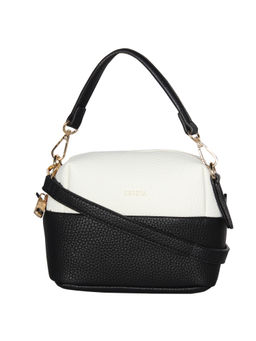 ESBEDA - Black-White Solid Pattern Coated Pu Leather Handy Sling Bag