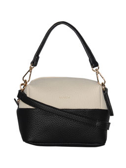 ESBEDA - Black-Beige Solid Pattern Coated Pu Leather Handy Sling Bag