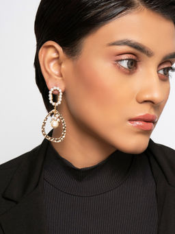 FabAlley - White Mixed Metal Earrings