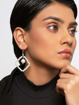 FabAlley - White Mixed Metal Earrings