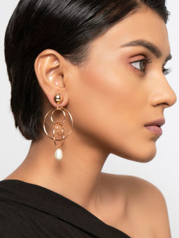 FabAlley - White Mixed Metal Earrings