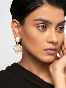 FabAlley - White Mixed Metal Earrings