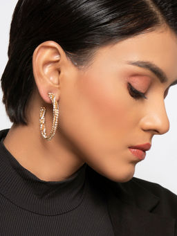 FabAlley - Gold Mixed Metal Earrings