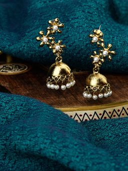 Fida - Ethnic Traditional Gold Flower Drop Earrings For Women