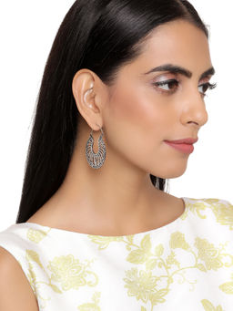 Indya - Silver S Motif Hoop Earrings