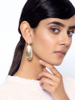 Indya - Gold Hammered Guitar Dangler Earrings