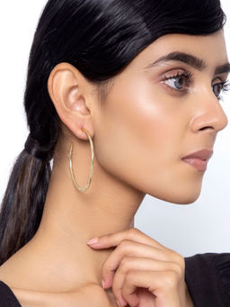 Indya - Gold Hammered Sleek Hoop Earrings