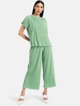 Kazo - Green Solid Casual Top and Shorts Lounge Set (Set of 2)
