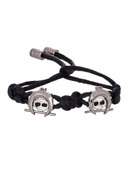 Outhouse - Oh Monogram Knot Of Love Cord Unisex Bracelet - Noir Black And Gunmetal