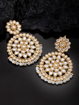 Peora - TraditionalGold Plated White Bead Chandbali-PF37E2462W