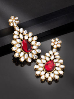 Peora - Gold Plated Kundan Dangle Drop Earrings Traditional Jewellery-PF24E1745M