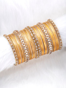 Peora - Gold Plated Yellow Metal Chuda Chura Bangle Set Indian Fashion Jewellery(Size - 2.6)-PF51B36Y